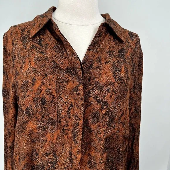 PEYTON Jensen Snakeskin Long sleeve Hi-Low Shirt Dress