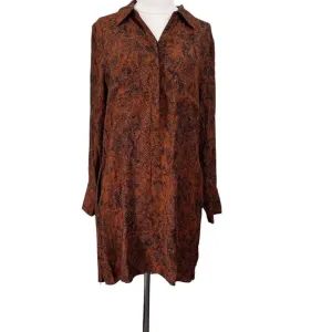 PEYTON Jensen Snakeskin Long sleeve Hi-Low Shirt Dress