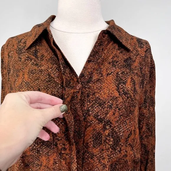 PEYTON Jensen Snakeskin Long sleeve Hi-Low Shirt Dress