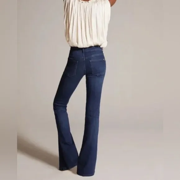 Pilcro Dark Wash Blue Denim High Waisted Flare Jeans Size 31