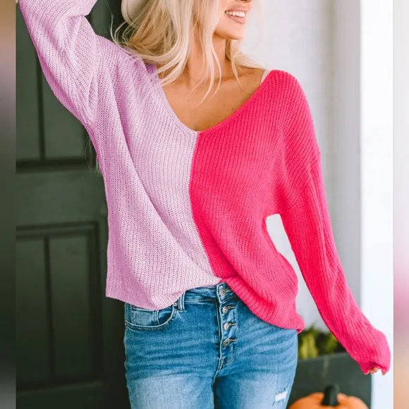 Pink Contrast Sweater