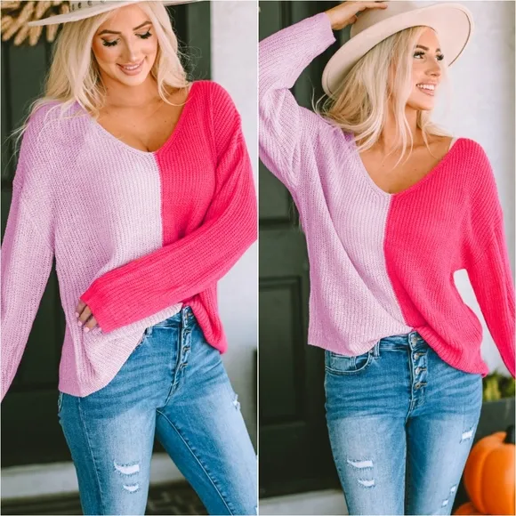 Pink Contrast Sweater