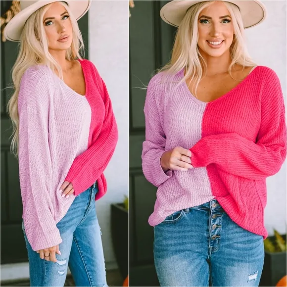 Pink Contrast Sweater