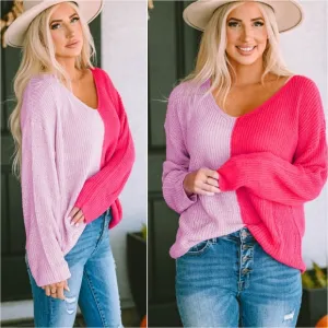 Pink Contrast Sweater