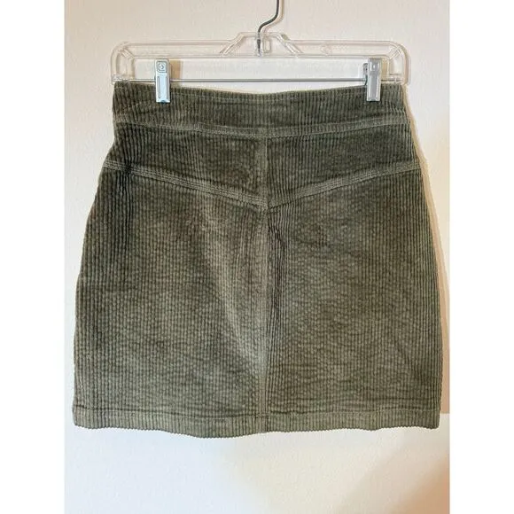 Pistola Olive Green‎ Corduroy Mini Skirt with Zipper Detail