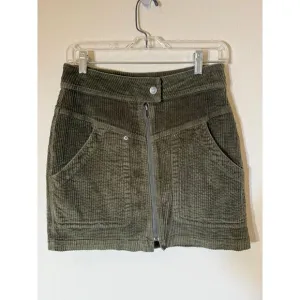 Pistola Olive Green‎ Corduroy Mini Skirt with Zipper Detail