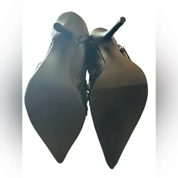 Pointed Toe Stiletto Heels Vintage Metal Buckle Zipper Ankle High Boots -