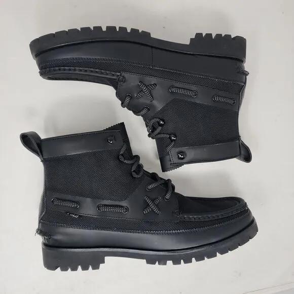 Polo Ranger Casual Boots Mens 8.5 Black Mid Lace Up Logo Hiking Streetwear Shoes