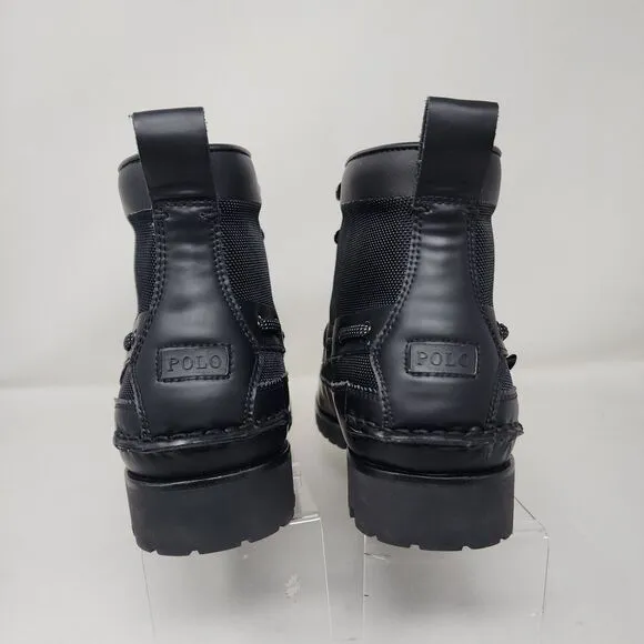 Polo Ranger Casual Boots Mens 8.5 Black Mid Lace Up Logo Hiking Streetwear Shoes
