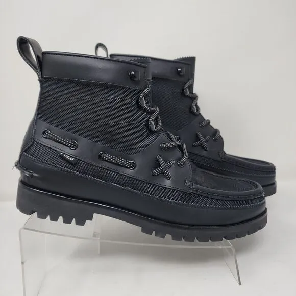 Polo Ranger Casual Boots Mens 8.5 Black Mid Lace Up Logo Hiking Streetwear Shoes