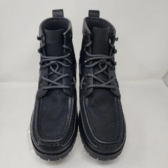 Polo Ranger Casual Boots Mens 8.5 Black Mid Lace Up Logo Hiking Streetwear Shoes