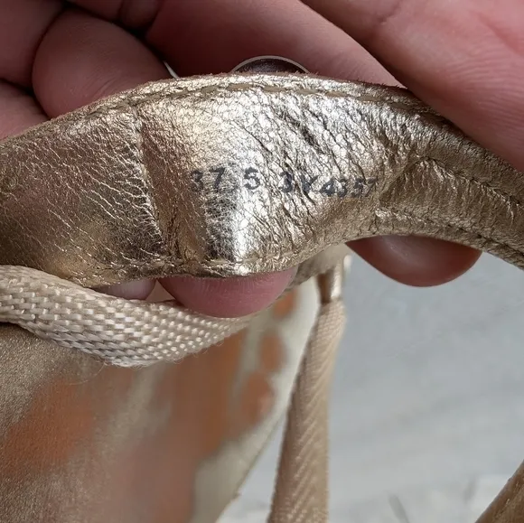 Prada Gold Metallic Adjustable Strap Slip On Sandals Women's Size 37.5