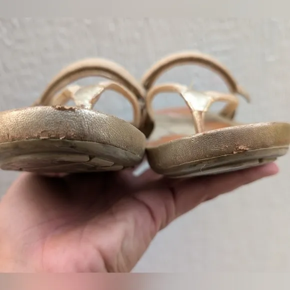 Prada Gold Metallic Adjustable Strap Slip On Sandals Women's Size 37.5