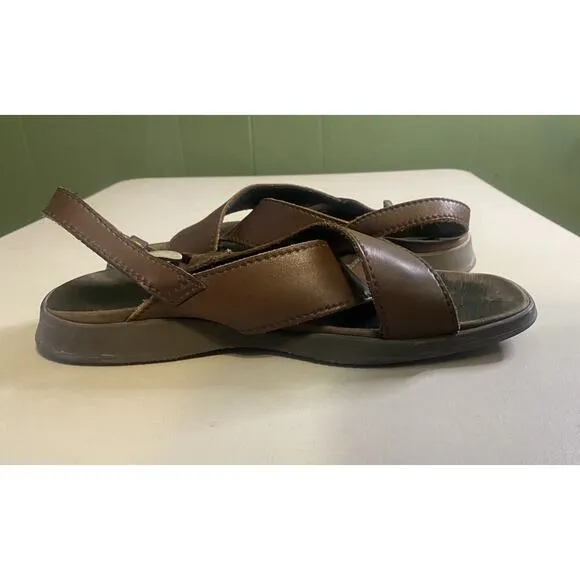PRADA Sandals Mens Size 8.5 Brown Calfskin Calzature Uomo Novo Calf Cross Over