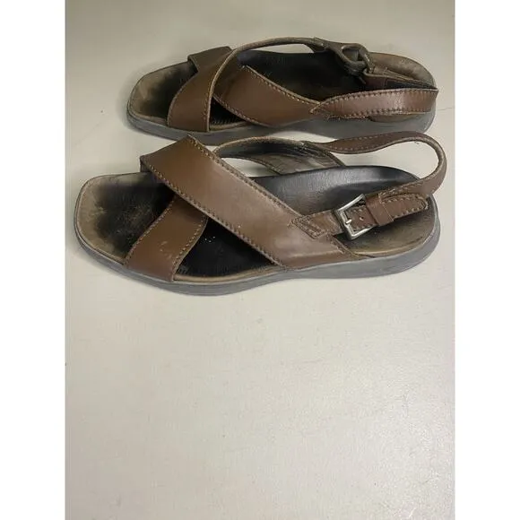 PRADA Sandals Mens Size 8.5 Brown Calfskin Calzature Uomo Novo Calf Cross Over