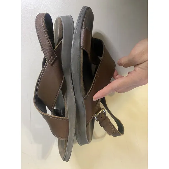 PRADA Sandals Mens Size 8.5 Brown Calfskin Calzature Uomo Novo Calf Cross Over