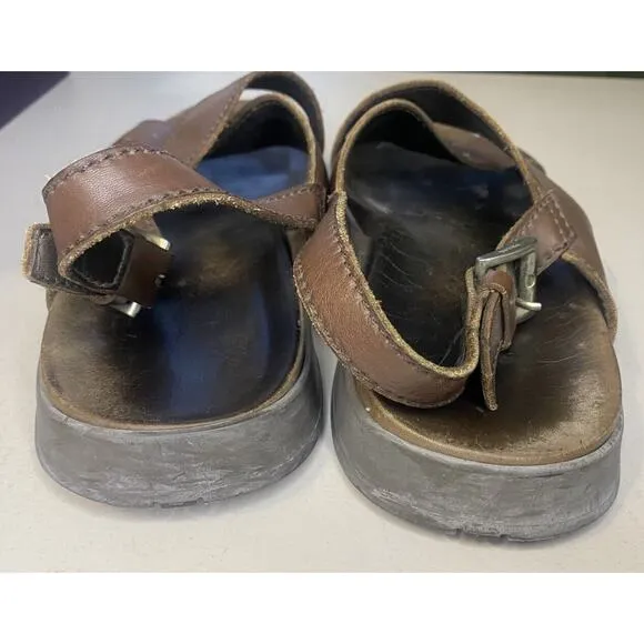 PRADA Sandals Mens Size 8.5 Brown Calfskin Calzature Uomo Novo Calf Cross Over