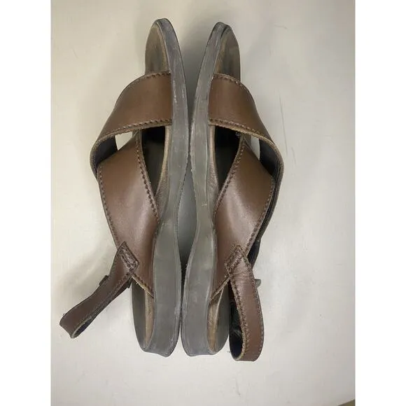 PRADA Sandals Mens Size 8.5 Brown Calfskin Calzature Uomo Novo Calf Cross Over
