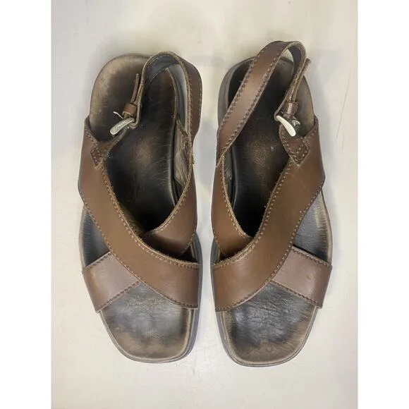 PRADA Sandals Mens Size 8.5 Brown Calfskin Calzature Uomo Novo Calf Cross Over
