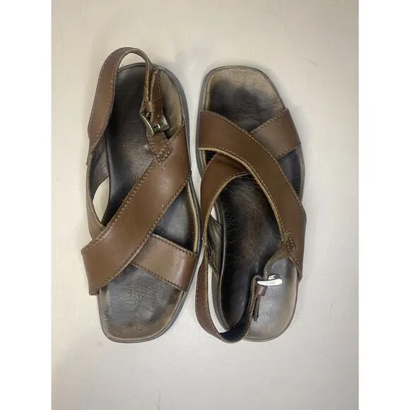 PRADA Sandals Mens Size 8.5 Brown Calfskin Calzature Uomo Novo Calf Cross Over