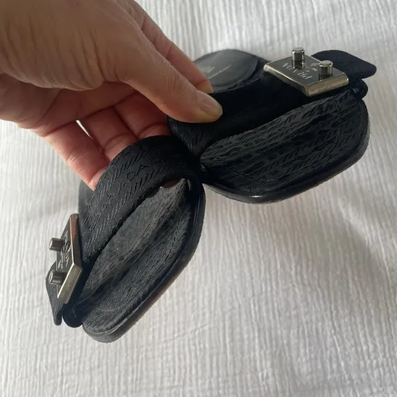 Prada slip on mules sandals size 40 black