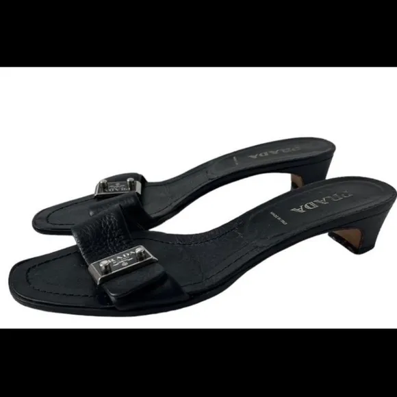 Prada slip on mules sandals size 40 black