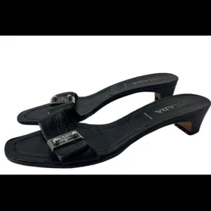 Prada slip on mules sandals size 40 black