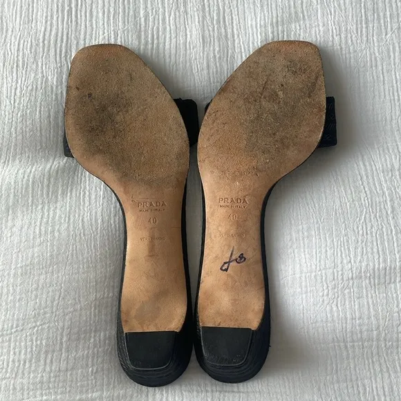 Prada slip on mules sandals size 40 black