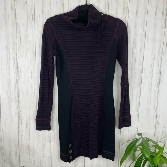 PRANA Kelland Sweater Dress Black Plum XS