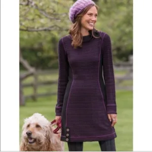 PRANA Kelland Sweater Dress Black Plum XS