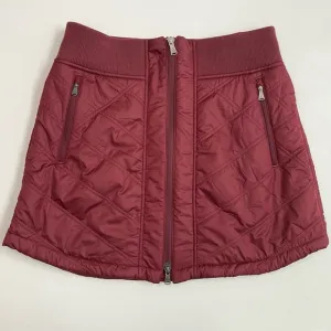Prana Skirt Esia Bum Warmer Quilted Zipper Pull On Pockets Maroon Burgundy Red