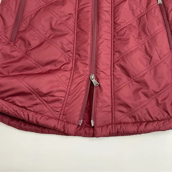 Prana Skirt Esia Bum Warmer Quilted Zipper Pull On Pockets Maroon Burgundy Red