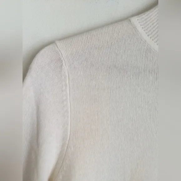 Precious Fibers 100% Cashmere Mock Neck Sweater – White, Size Small