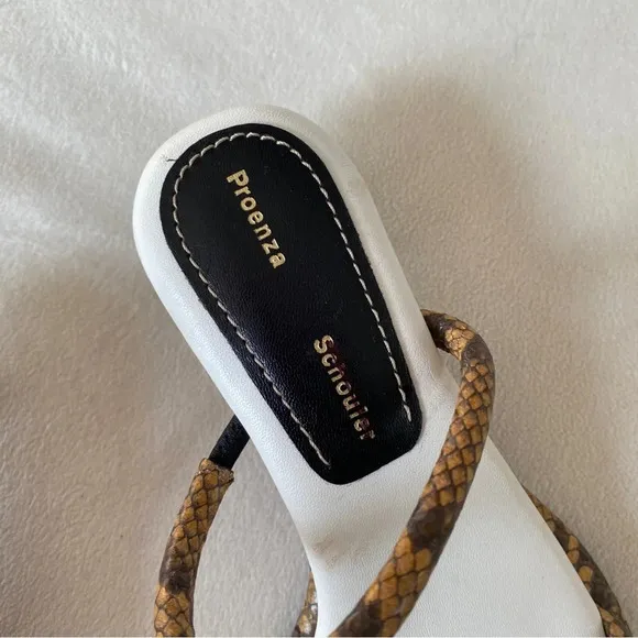 PROENZA SCHOULER Womens Beige Snake Lorna Slip On Leather Heeled Sandals Size 5
