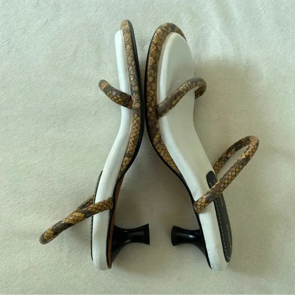 PROENZA SCHOULER Womens Beige Snake Lorna Slip On Leather Heeled Sandals Size 5