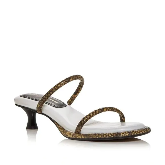 PROENZA SCHOULER Womens Beige Snake Lorna Slip On Leather Heeled Sandals Size 5
