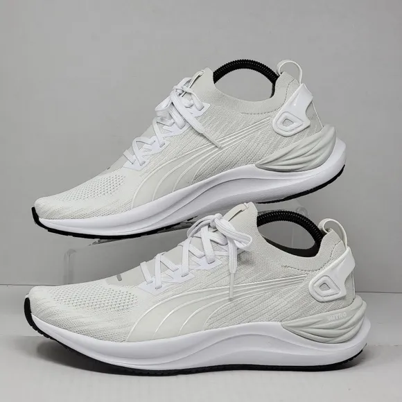 Puma Electrify Nitro 3 Knit White Gray Mens Size 10.5 Running Shoe 379084-01 New