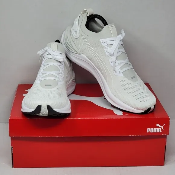 Puma Electrify Nitro 3 Knit White Gray Mens Size 10.5 Running Shoe 379084-01 New