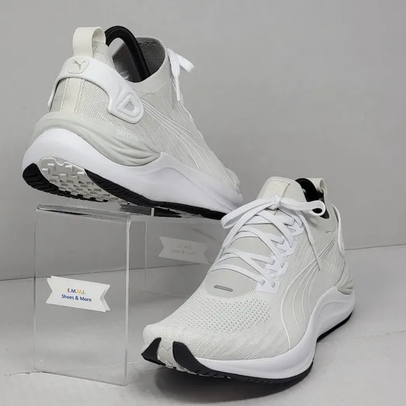 Puma Electrify Nitro 3 Knit White Gray Mens Size 10.5 Running Shoe 379084-01 New