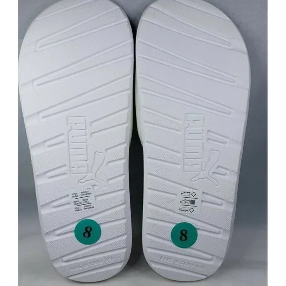 PUMA AUTHENTIC COOL CAT SPORT WOMEN'S Sz 8 WHITE GOLDEN SLIP ON SLIDES SANDALS