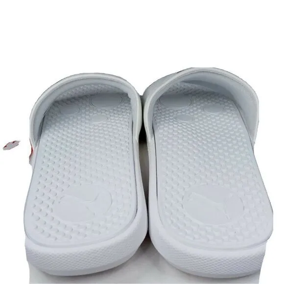 PUMA AUTHENTIC COOL CAT SPORT WOMEN'S Sz 8 WHITE GOLDEN SLIP ON SLIDES SANDALS