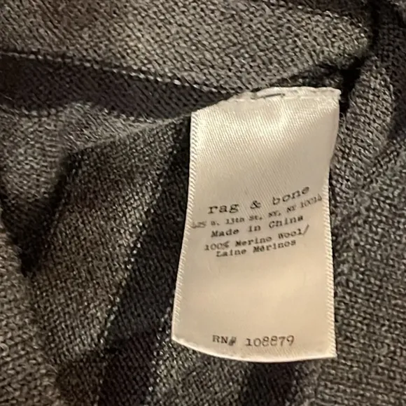Rag and Bone black and gray striped sweater dress, Small