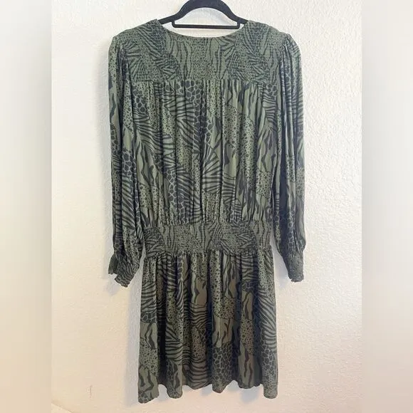 Rails Zana Mix animal print blouson in olive. L