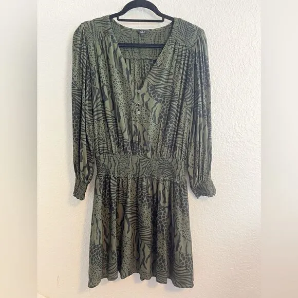 Rails Zana Mix animal print blouson in olive. L