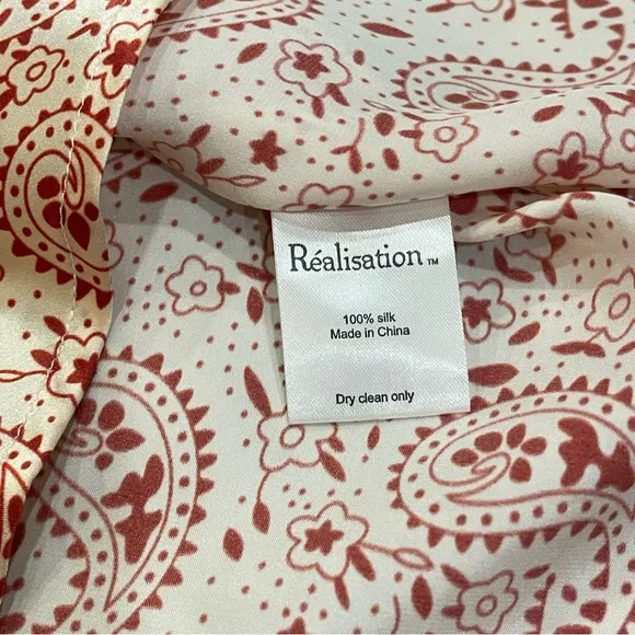 Réalisation Par The Joni Skirt in Paisley Print 100% Silk Size XS