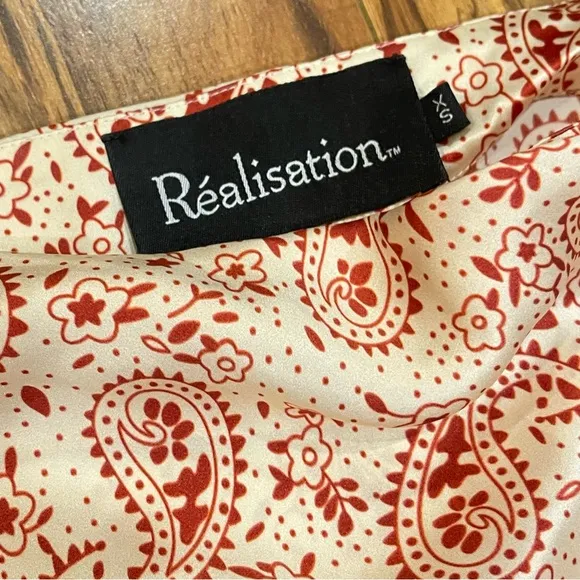 Réalisation Par The Joni Skirt in Paisley Print 100% Silk Size XS