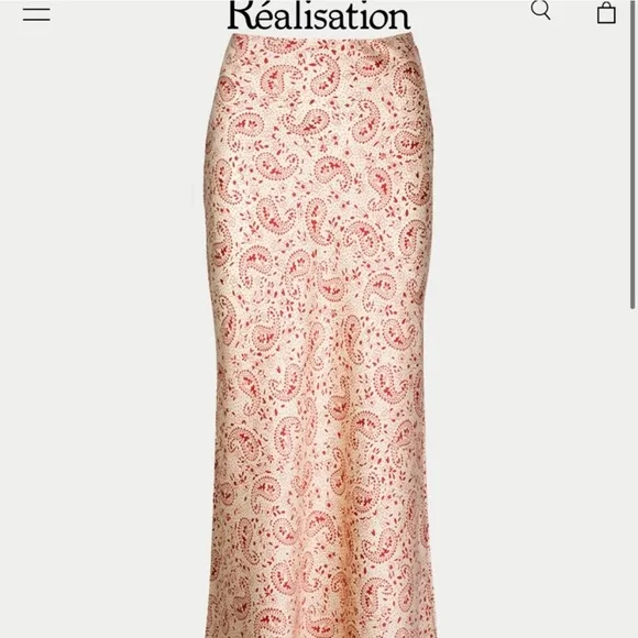 Réalisation Par The Joni Skirt in Paisley Print 100% Silk Size XS