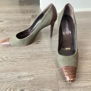 Ralph Lauren Collection Purple Label Wool and croc Pointy  Heels size 8