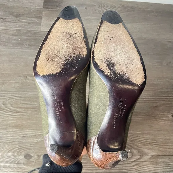 Ralph Lauren Collection Purple Label Wool and croc Pointy  Heels size 8