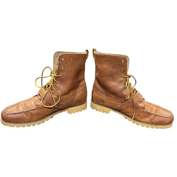 Ralph Lauren Polo Ranger Leather Hiking Buckle Boots Brown Men's Size 12 D